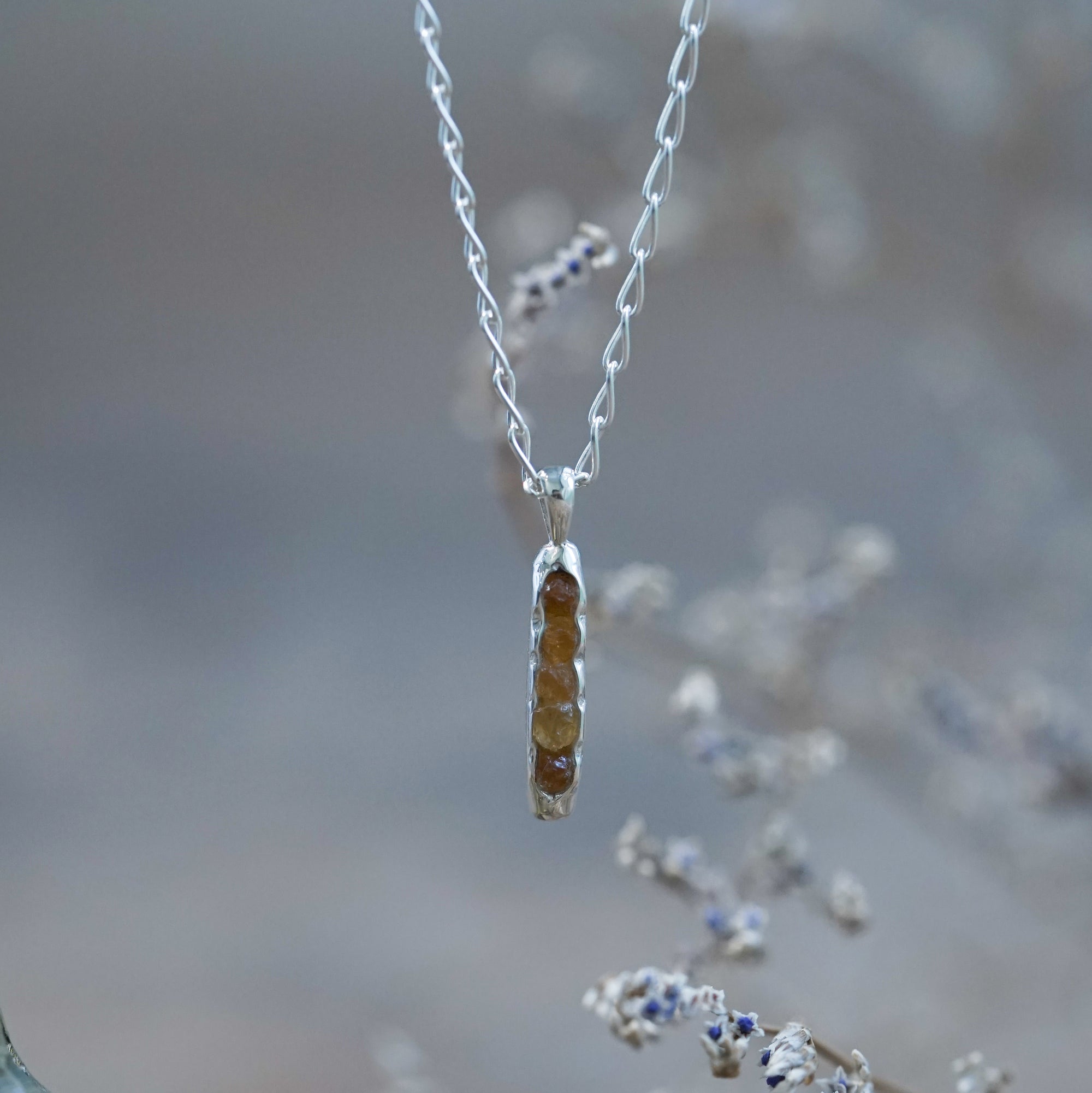 Rough Citrine Necklace with Hidden Gems