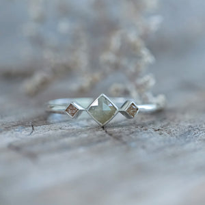 Rustic Trinity Diamond Ring - Gardens of the Sun | Ethical Jewelry