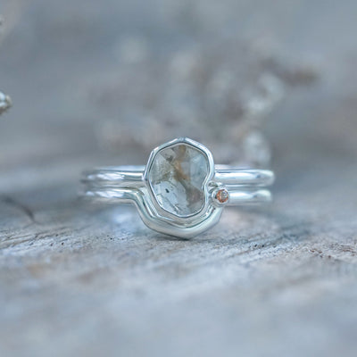 Rustic Diamond Slice Ring Set - Gardens of the Sun | Ethical Jewelry