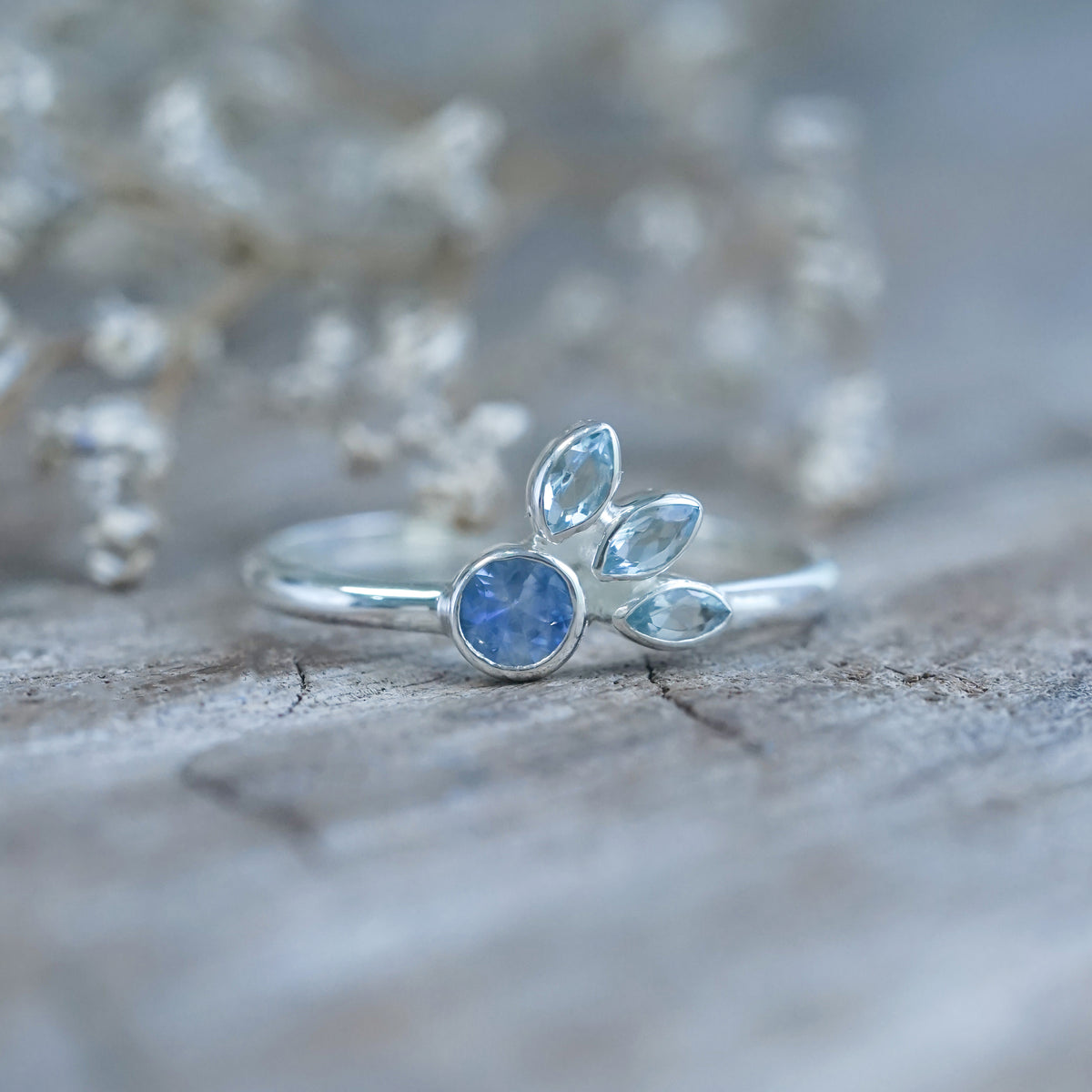 Sapphire and Aquamarine Ring - Gardens of the Sun | Ethical Jewelry
