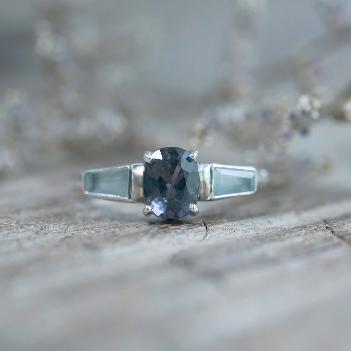 Spinel and Aquamarine Ring