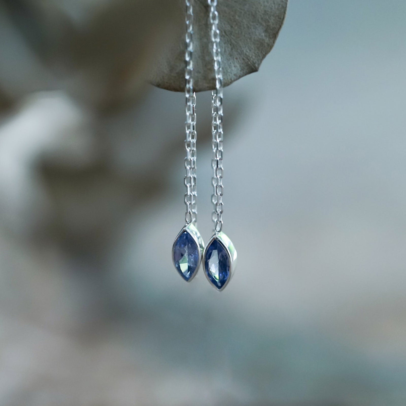 Tanzanite Ear Threaders - Gardens of the Sun | Ethical Jewelry