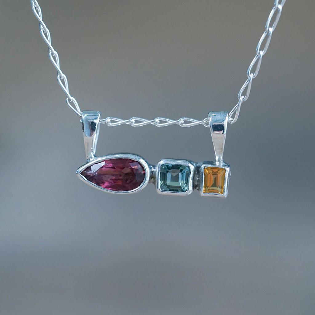Tourmaline, Sapphire and Citrine Necklace