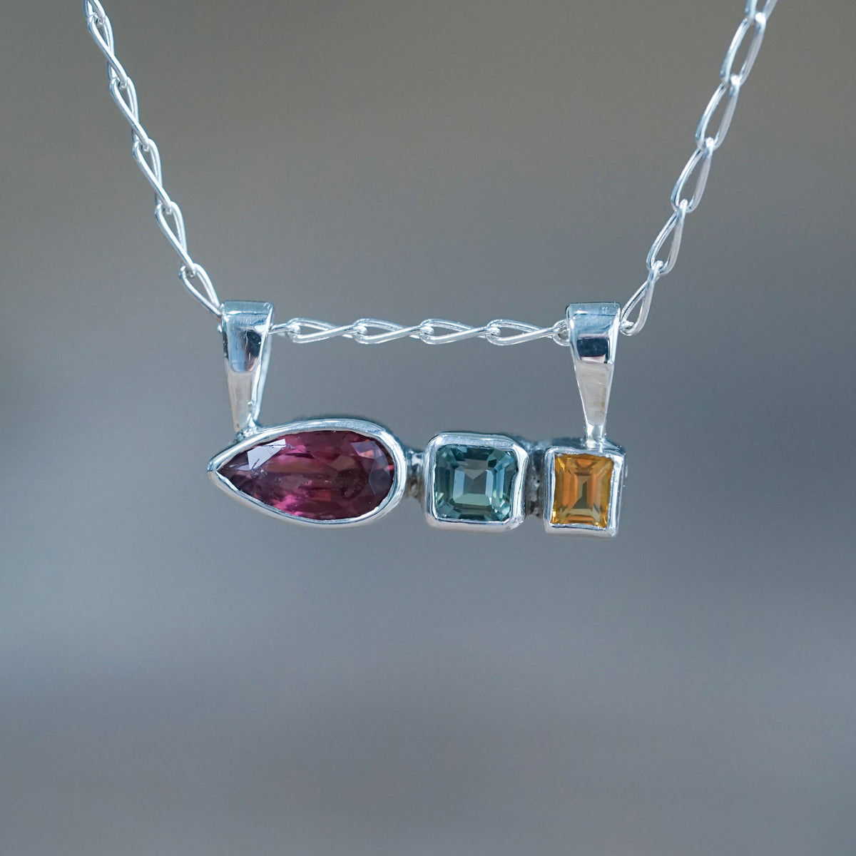 Tourmaline, Sapphire and Citrine Necklace