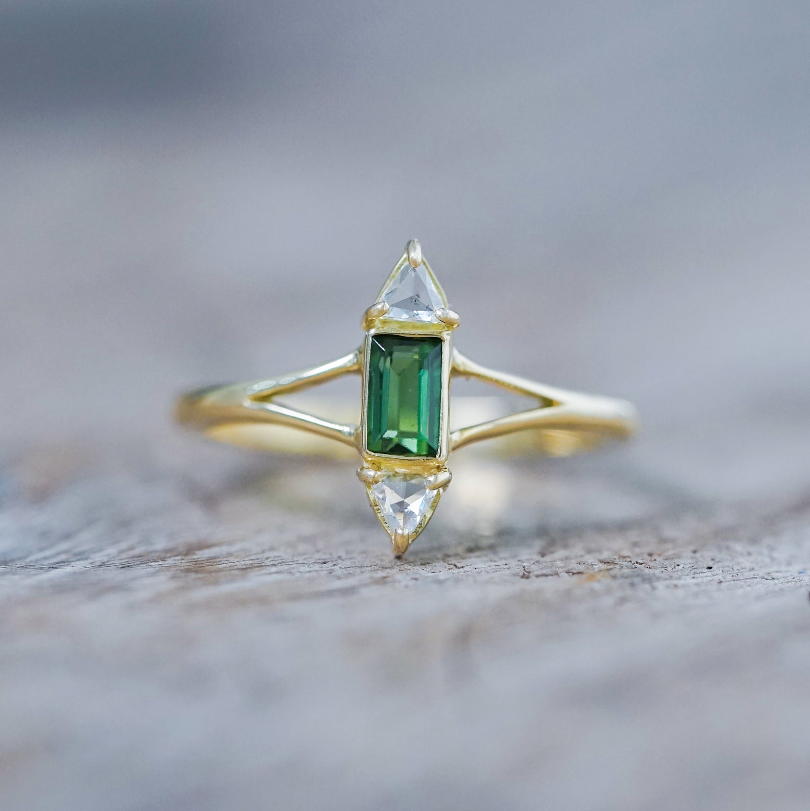 Tourmaline and Diamond Ring in Gold - Size 7 - Gardens of the Sun | Ethical Jewelry