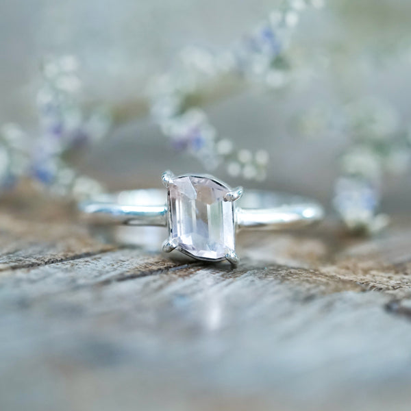 18K White Gold Natural Round Ceylon White Sapphire Ring – Elizabeth  Jewellers