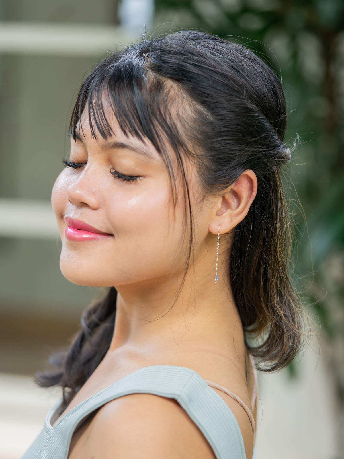 Tanzanite Threader Earrings - Gardens of the Sun | Ethical Jewelry