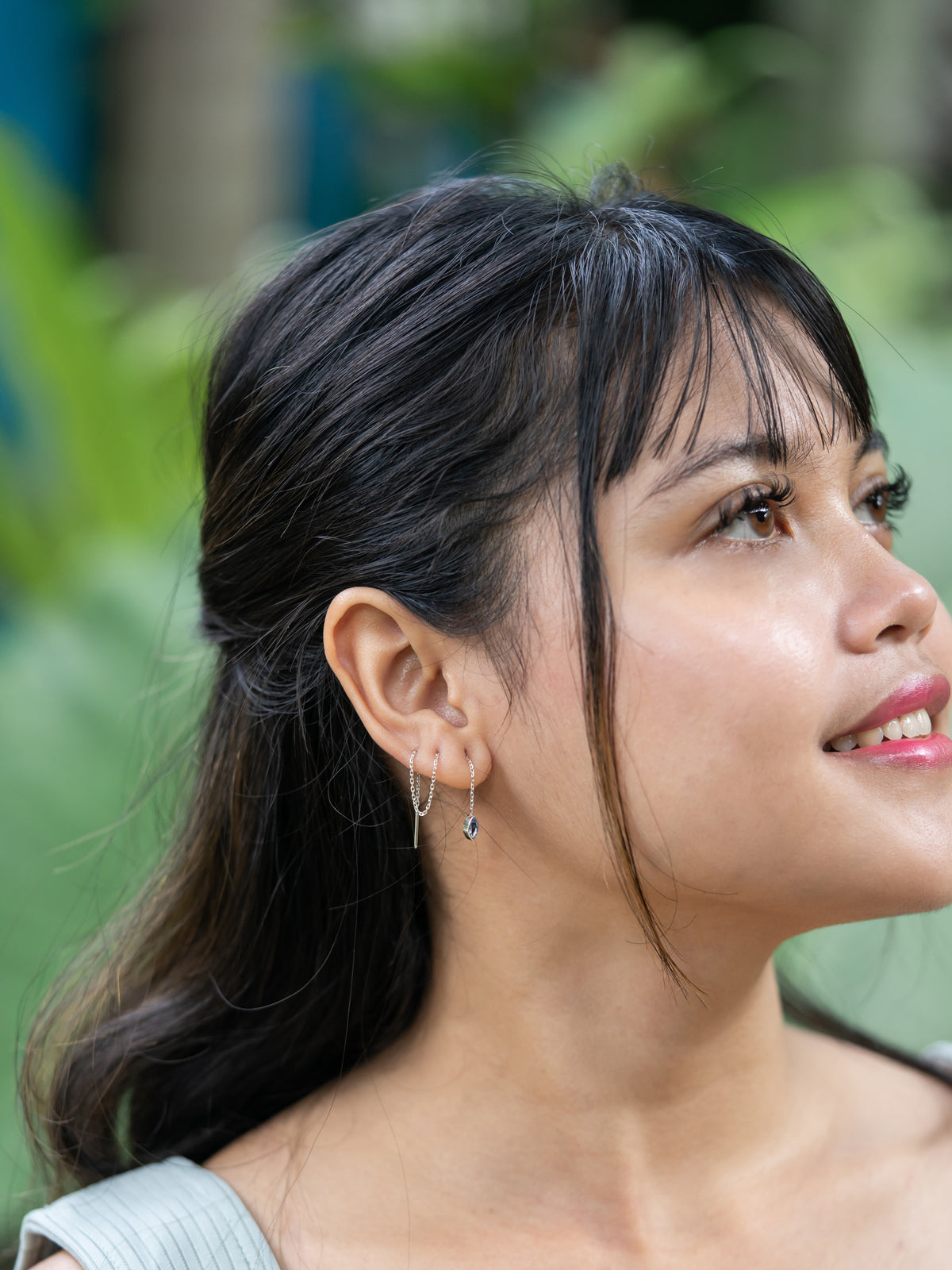 Tanzanite Threader Earrings - Gardens of the Sun | Ethical Jewelry