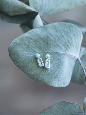 turquoise and zircon earrings studs