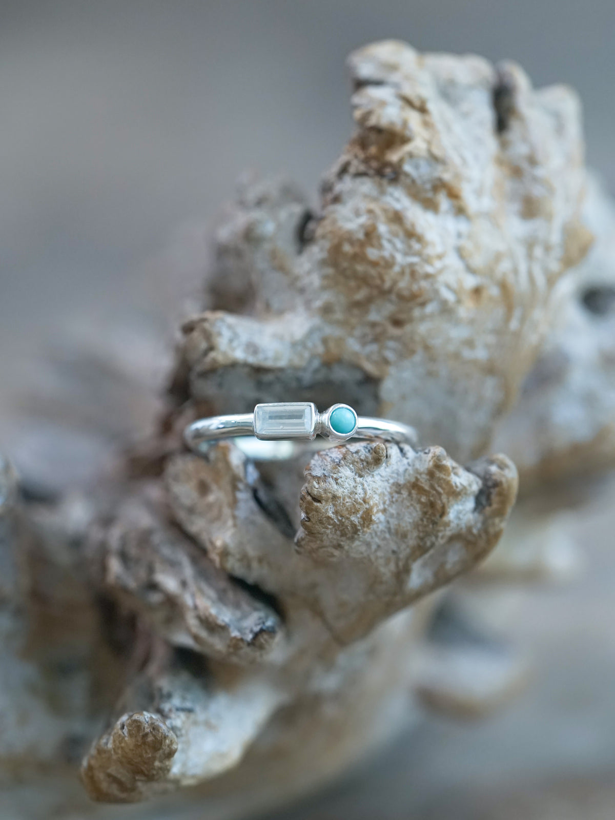 turquoise and zircon ring sterling silver