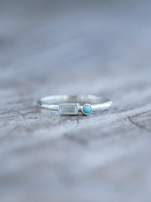 turquoise and zircon sterling silver ring