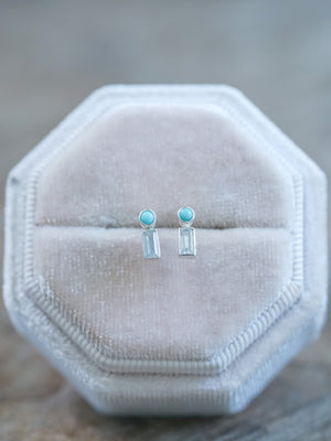 turquoise and zircon stud earrings