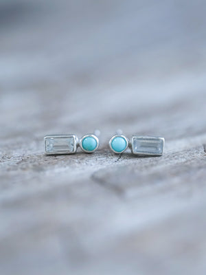 turquoise and zircon studs earring