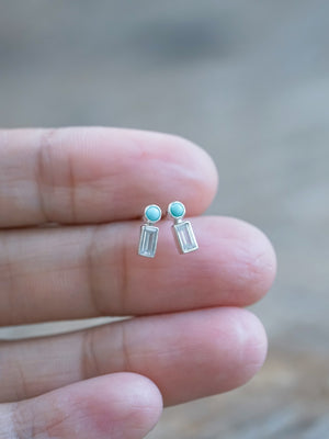 turquoise and zircon studs earrings