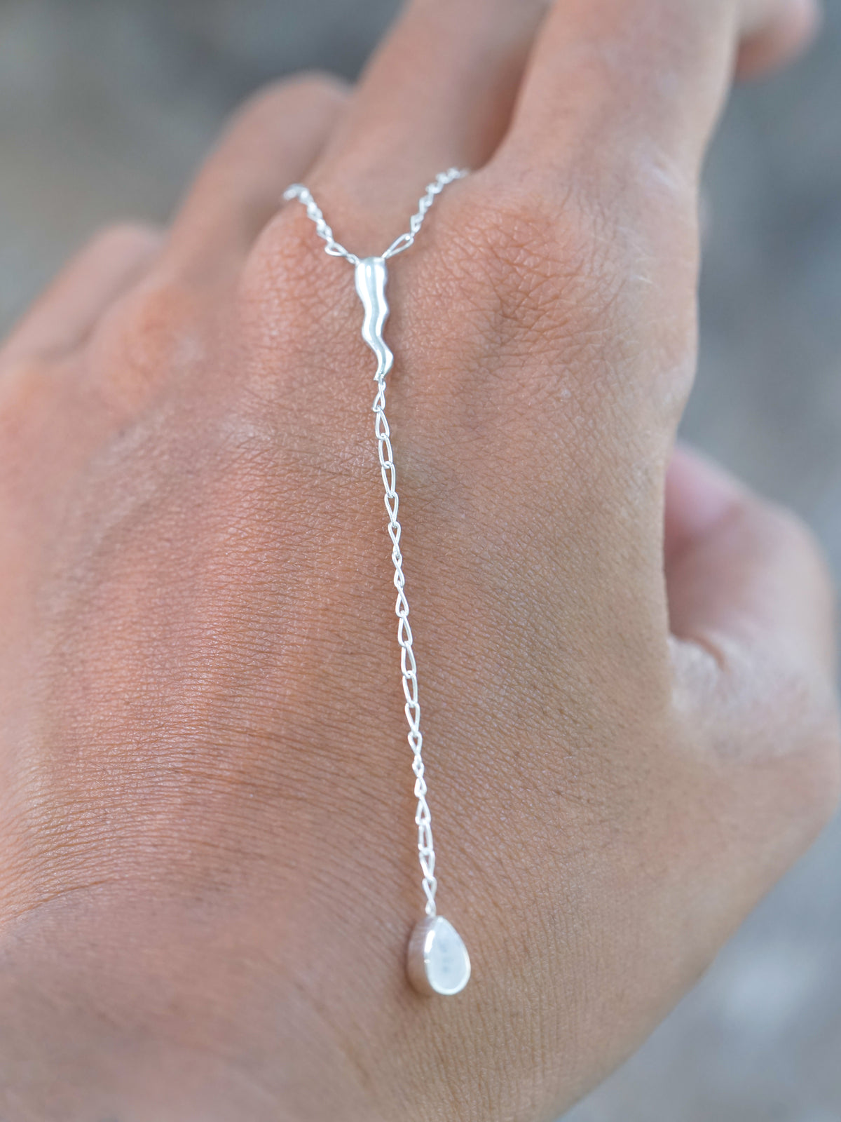 unique Thunderbolt Moonstone Necklace in sterling silver