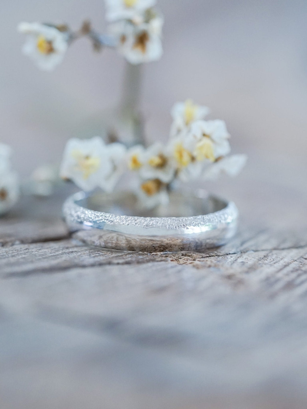 Wabi Sabi Organic Wedding Band in Silver - Gardens of the Sun | Ethical Jewelry