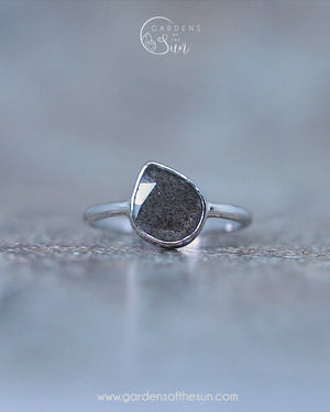 Grey Rose Cut Pear Diamond Ring
