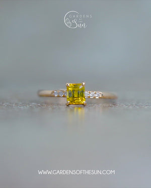 Yellow Sapphire and Diamond Ring in Gold - Size 7
