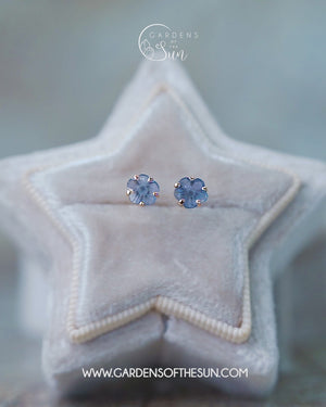 Yogo Sapphire Flower Earrings in Ethical Gold - Gardens of the Sun | Ethical Jewelry