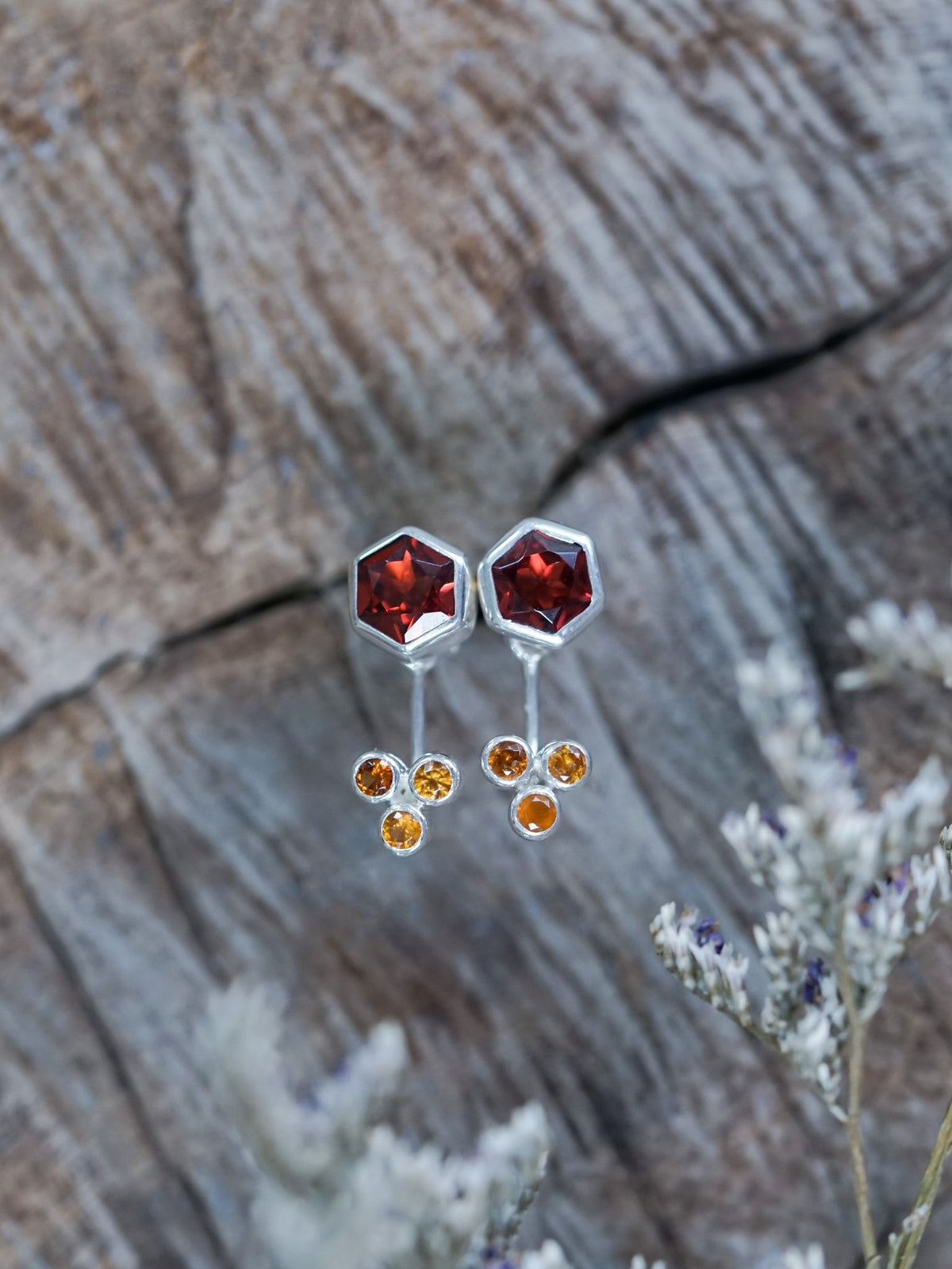 3 Coin Garnet Earrings - Gardens of the Sun | Ethical Jewelry