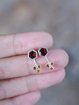3 Coin Garnet Earrings - Gardens of the Sun | Ethical Jewelry