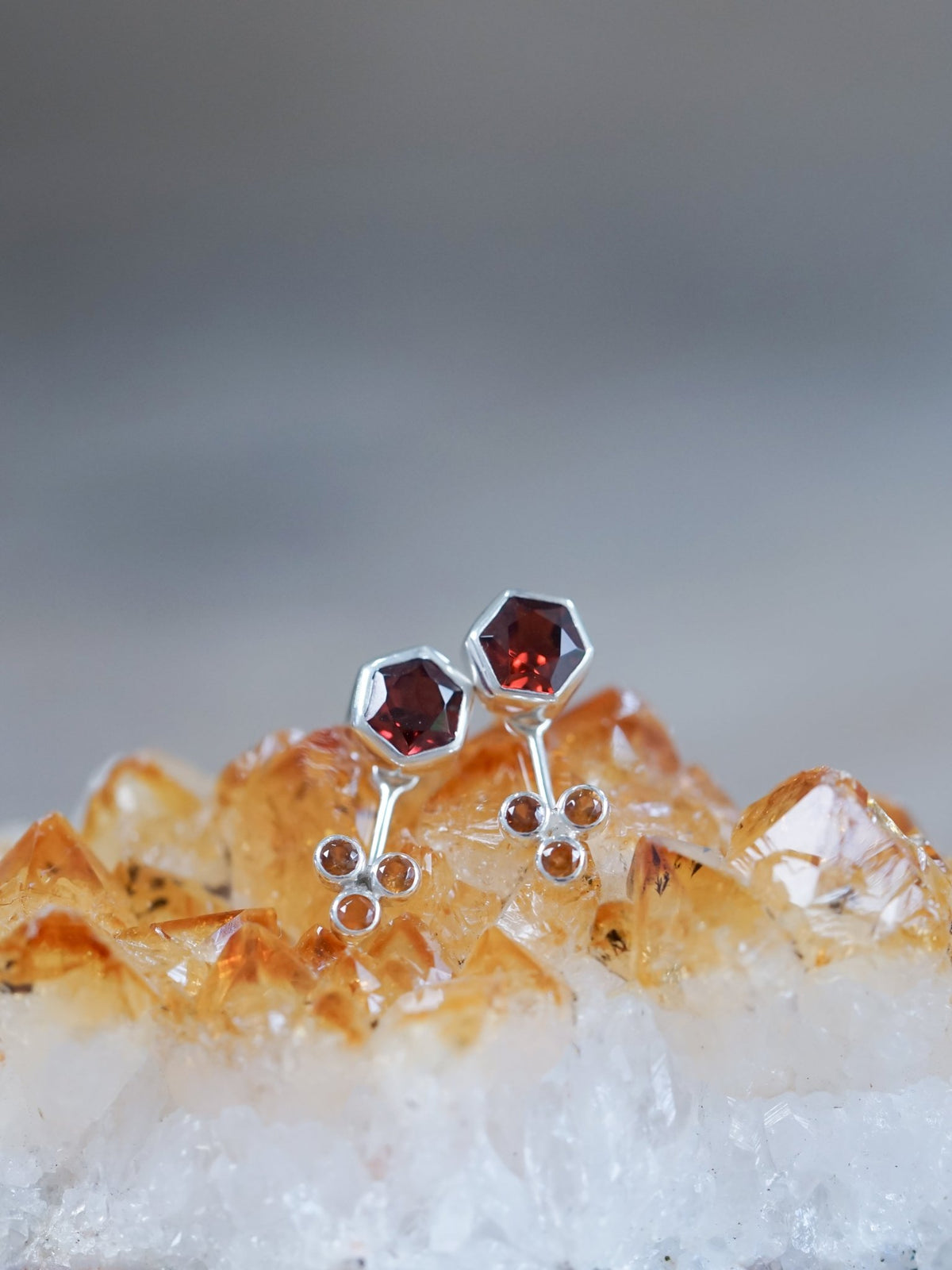 3 Coin Garnet Earrings - Gardens of the Sun | Ethical Jewelry