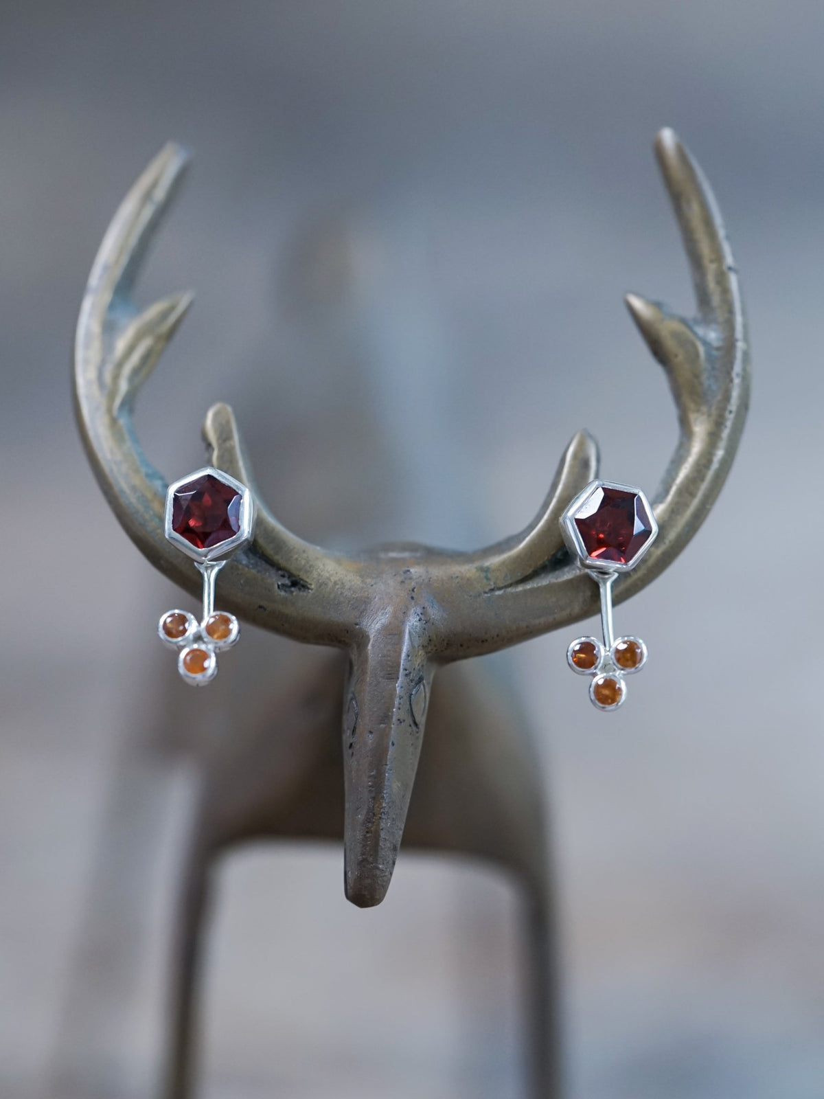 3 Coin Garnet Earrings - Gardens of the Sun | Ethical Jewelry