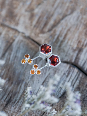 3 Coin Garnet Earrings - Gardens of the Sun | Ethical Jewelry