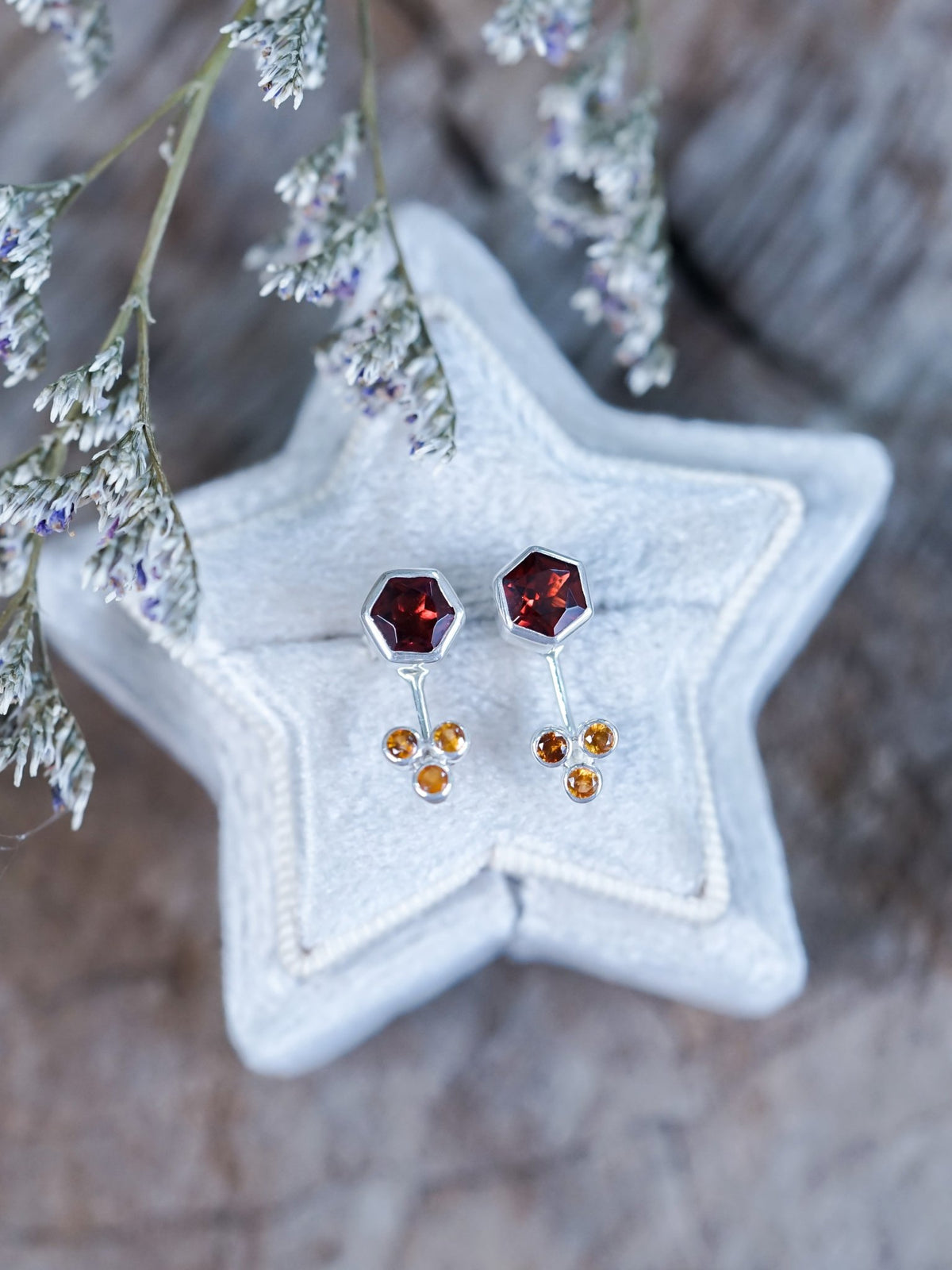 3 Coin Garnet Earrings - Gardens of the Sun | Ethical Jewelry