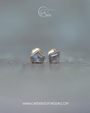 Mismatched Gray Diamond Earrings in Ethical Gold - Gardens of the Sun | Ethical Jewelry