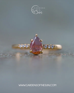 Rustic Pear Diamond Ring in Ethical Gold - Gardens of the Sun | Ethical Jewelry