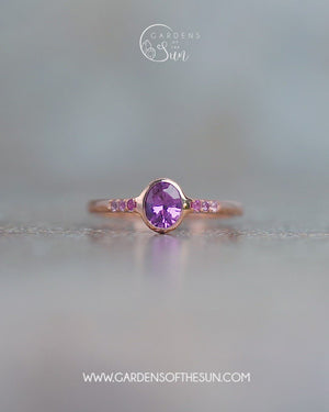 Oval Pink Sapphire Ring in Rose Gold