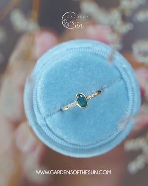Oval Blue Diamond Ring in Ethical Gold - Gardens of the Sun | Ethical Jewelry