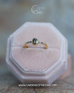 Bicolor Sapphire and Blue Diamond Ring in Ethical Gold