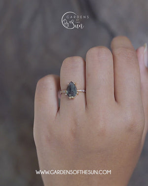Pear Salt and Pepper Diamond Ring