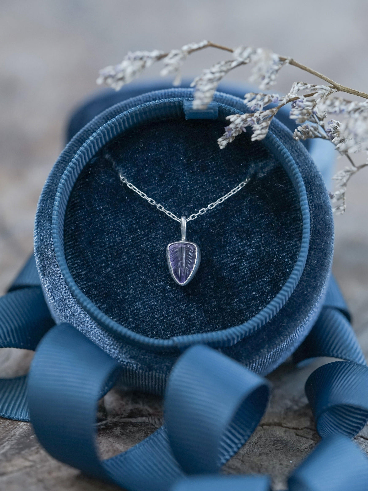 Amethyst Leaf Necklace - Gardens of the Sun | Ethical Jewelry