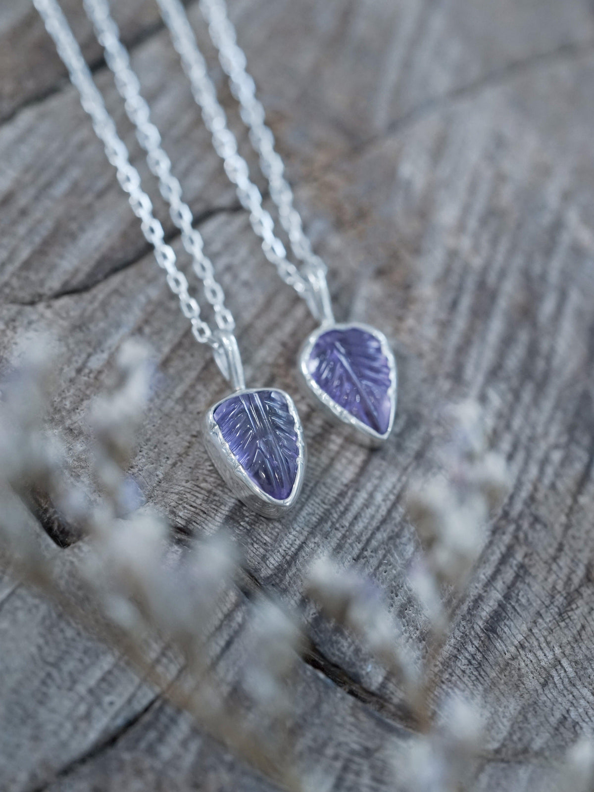 Amethyst Leaf Necklace - Gardens of the Sun | Ethical Jewelry