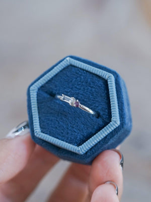 Aquamarine and Ruby Engagement Ring in Silver