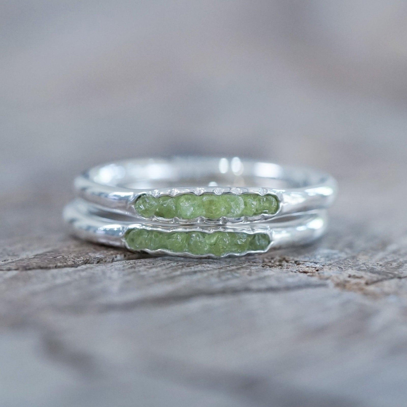 Arizona Peridot Ring with Hidden Gems in recycled sterling silver