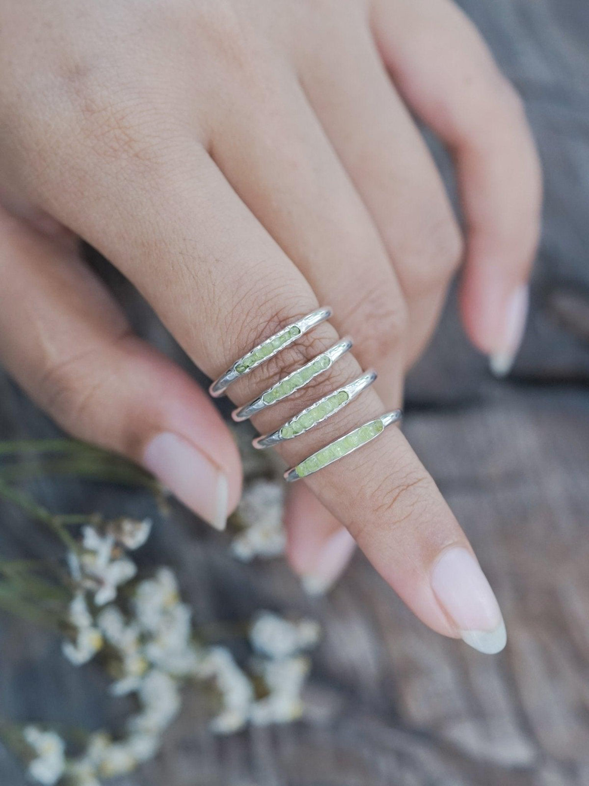 Arizona Peridot Rings with Hidden Gems