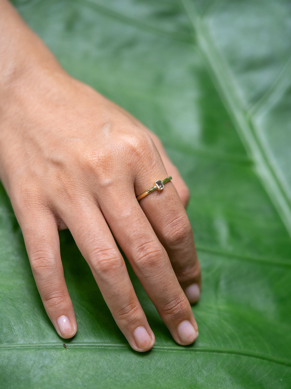 Baguette Green Diamond Ring in Gold - Size 7.25 - Gardens of the Sun | Ethical Jewelry