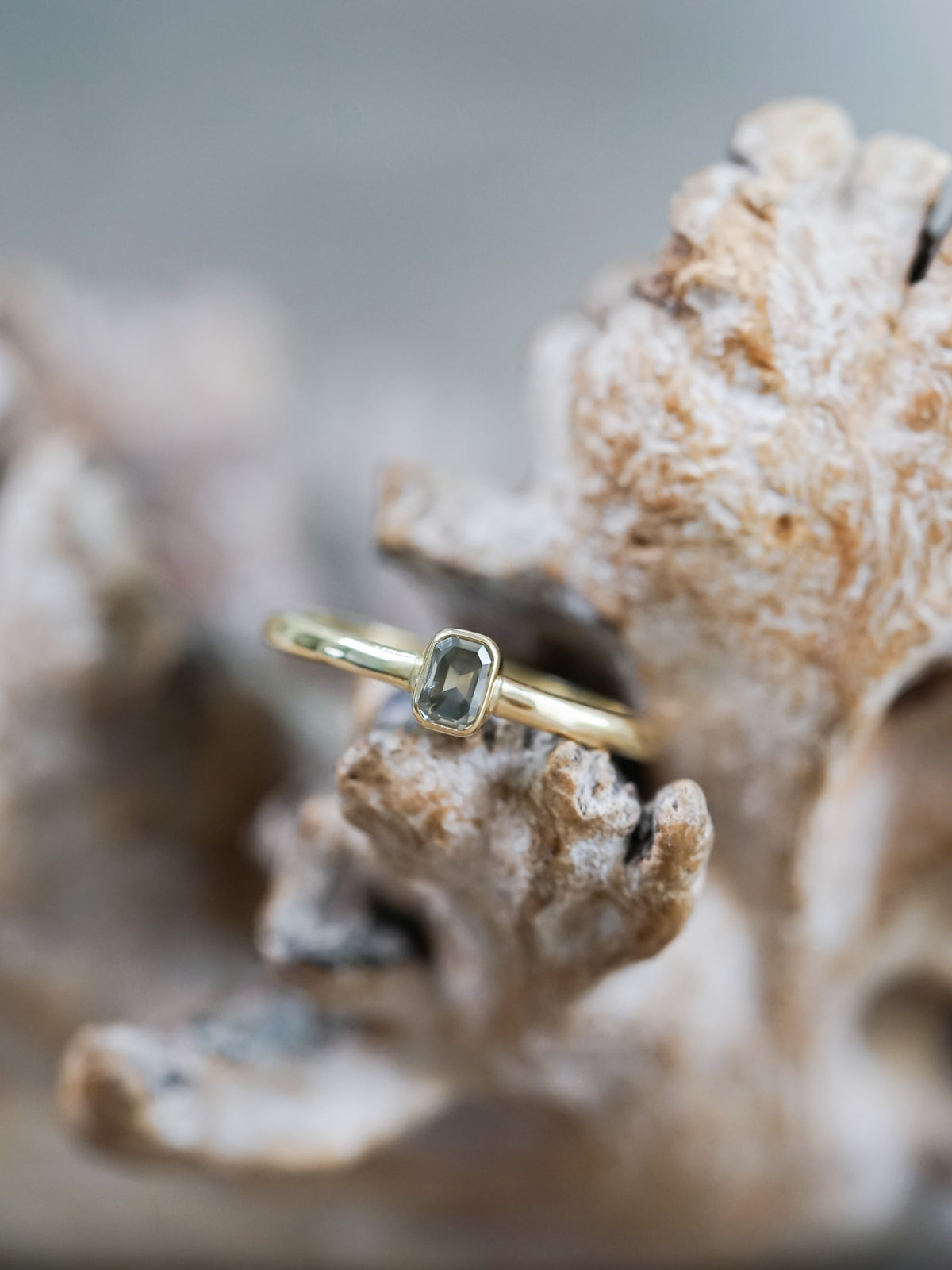 Baguette Green Diamond Ring in Ethical Gold - Gardens of the Sun | Ethical Jewelry