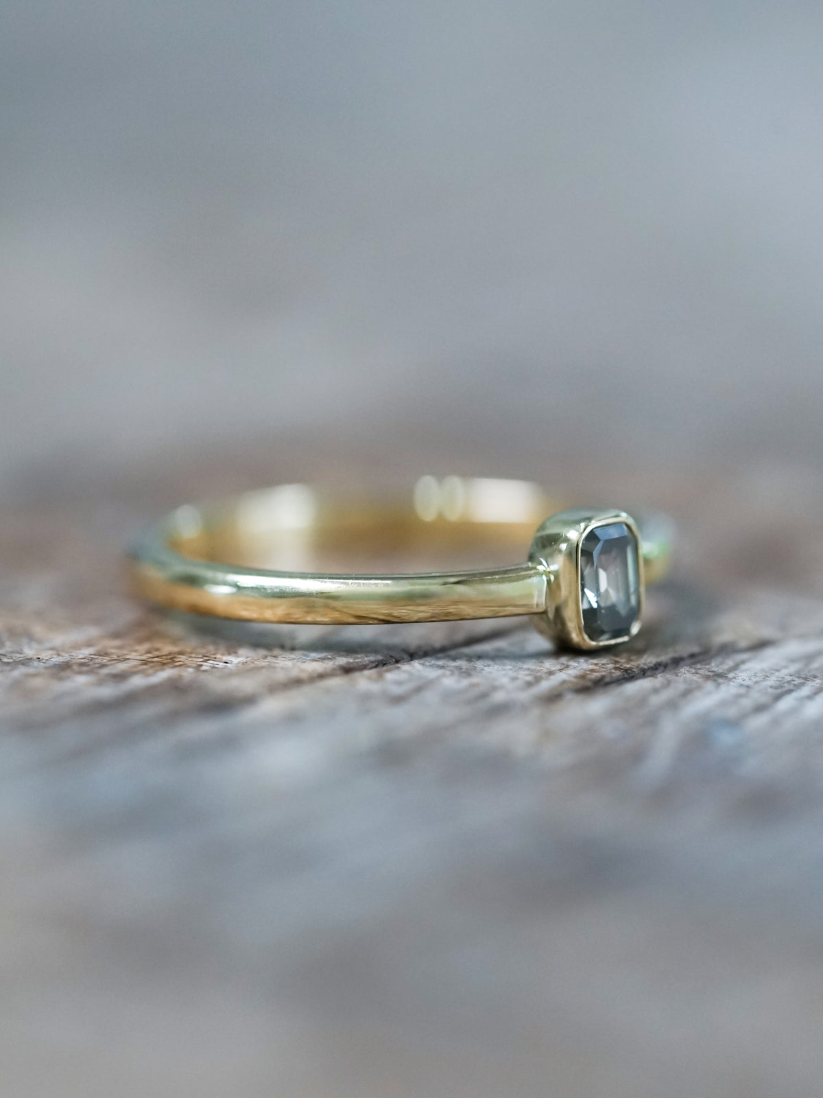 Baguette Green Diamond Ring in Ethical Gold - Gardens of the Sun | Ethical Jewelry