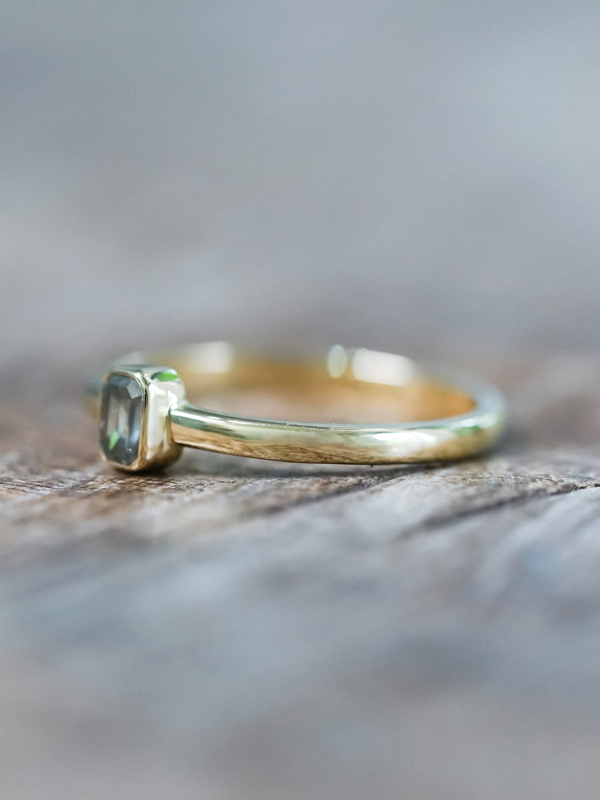 Baguette Green Diamond Ring in Ethical Gold - Gardens of the Sun | Ethical Jewelry