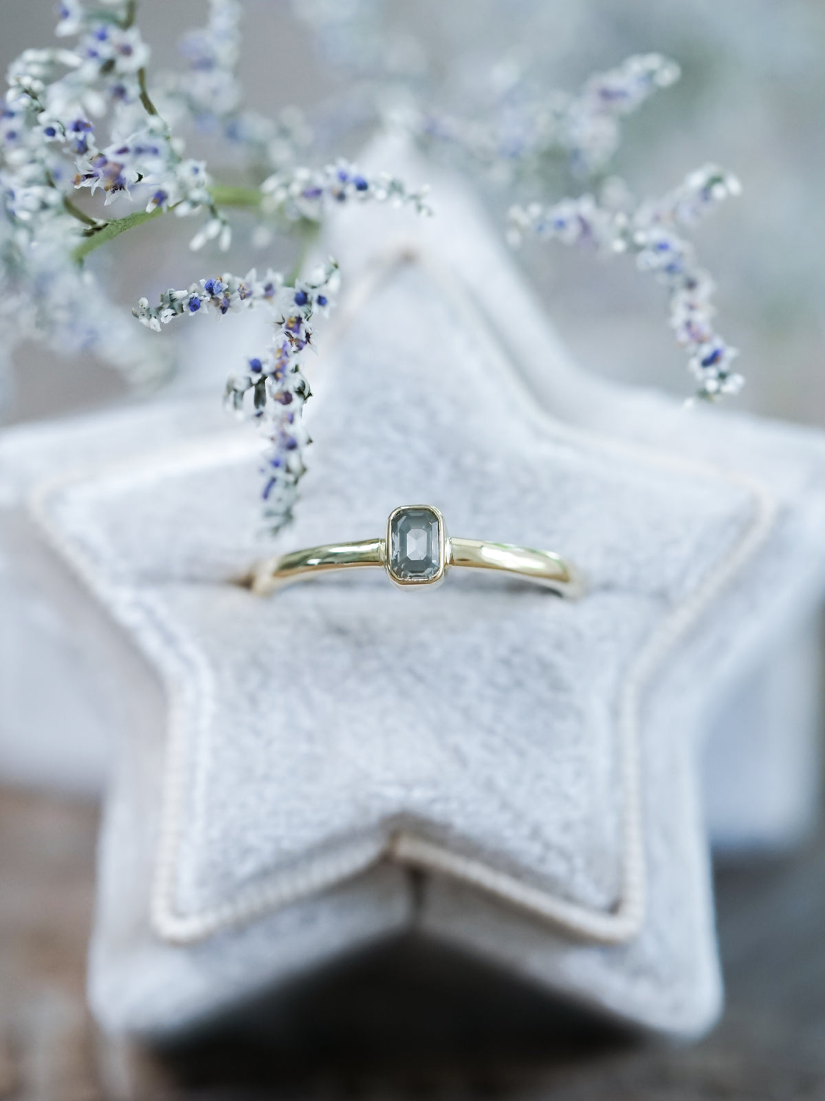 Baguette Green Diamond Ring in Ethical Gold - Gardens of the Sun | Ethical Jewelry