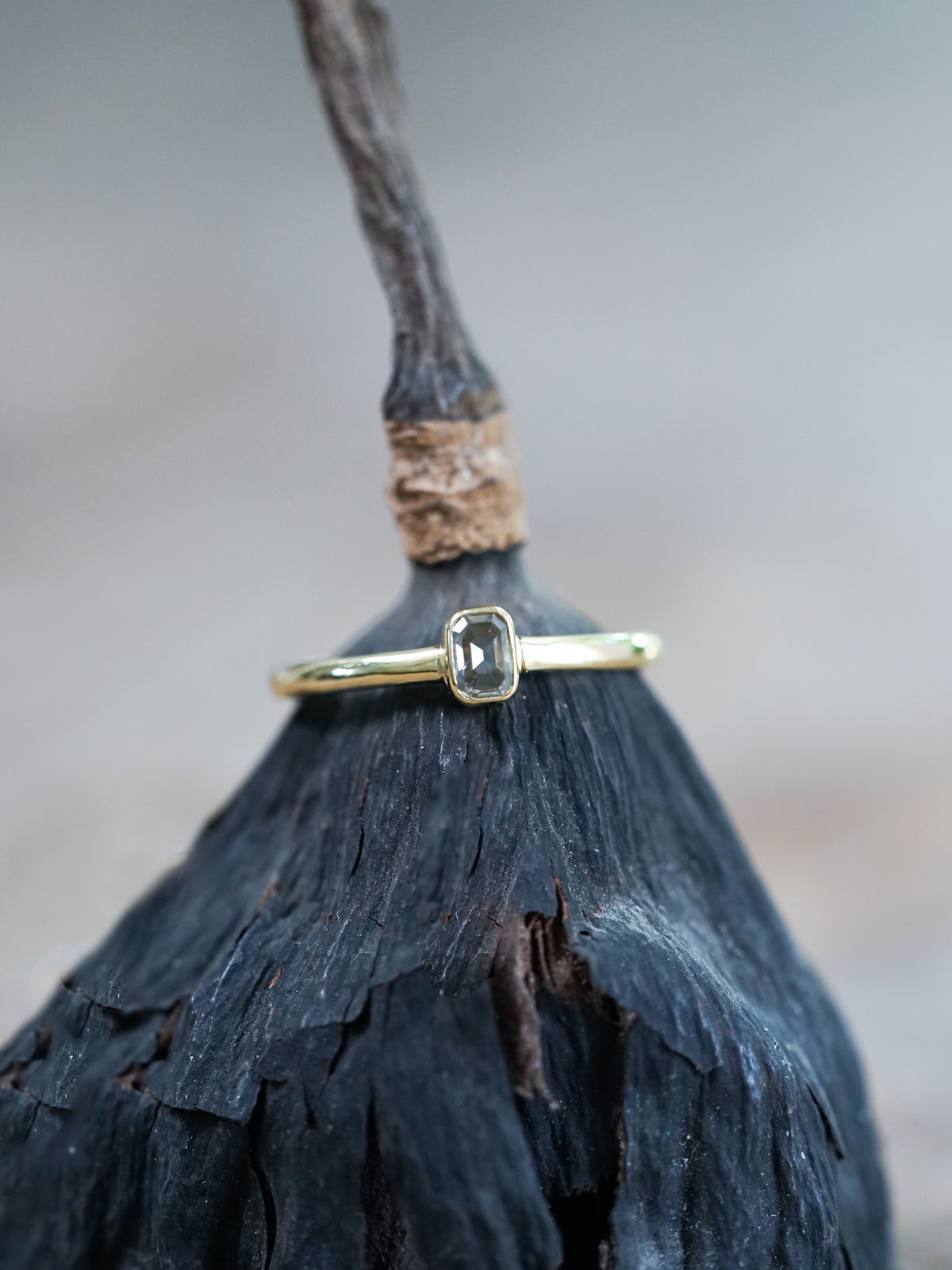 Baguette Green Diamond Ring in Ethical Gold - Gardens of the Sun | Ethical Jewelry