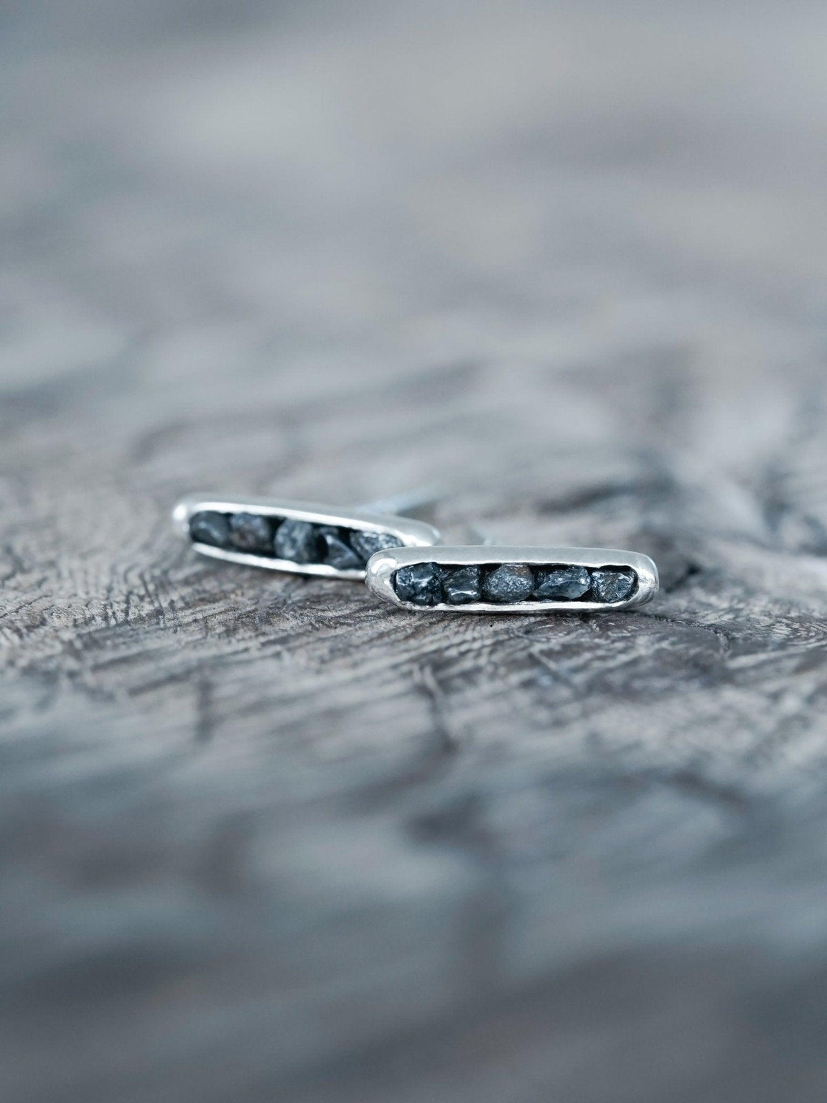 Black Hematite Earrings with Hidden Gems in sterling silver