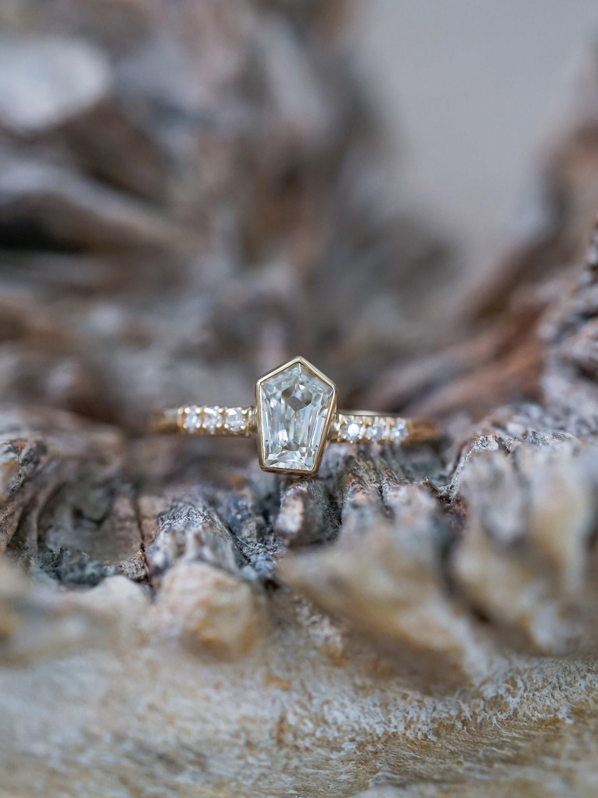 Borneo Pentagon Diamond Ring in Yellow Gold - Gardens of the Sun | Ethical Jewelry