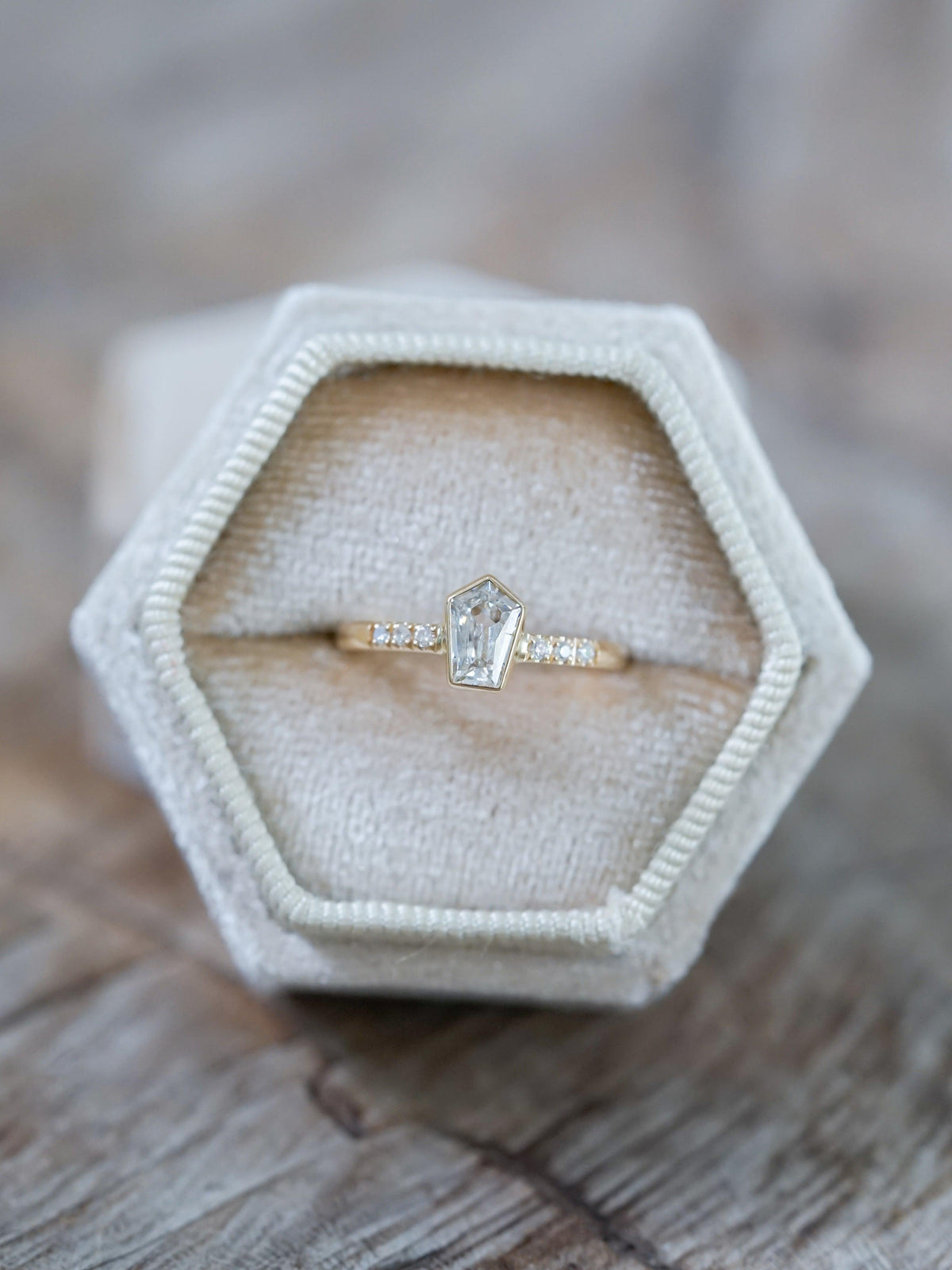 Borneo Pentagon Diamond Ring in Yellow Gold - Gardens of the Sun | Ethical Jewelry