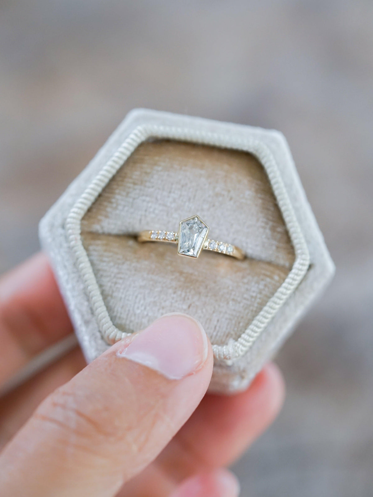 Borneo Pentagon Diamond Ring in Yellow Gold - Gardens of the Sun | Ethical Jewelry